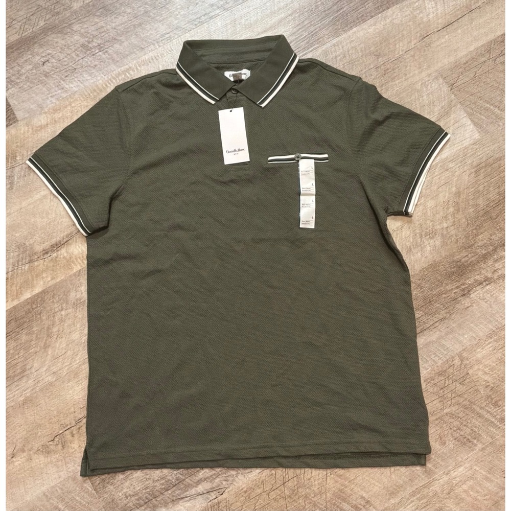 NWT Goodfellow polo shirt olive green mens L